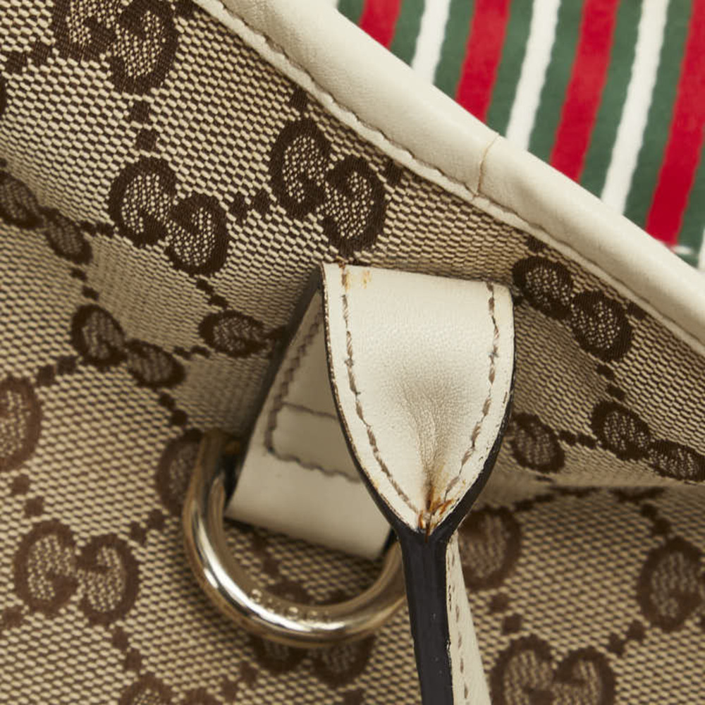 Gucci GG Canvas New Brit Tote Bag Shoulder 169946 Beige White Leather Women's... - Picture 5 of 14